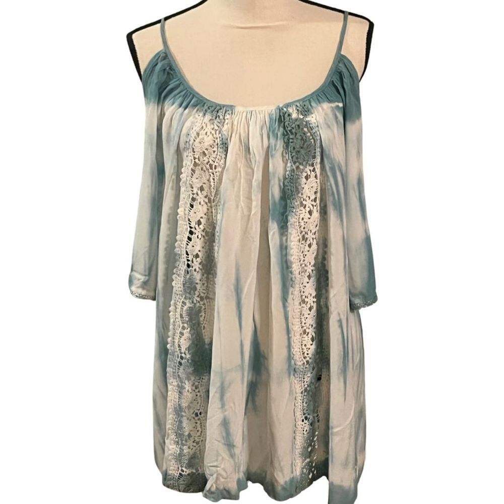 Easel LA x Anthropologie Tie-Dye Cold Shoulder Tank Shirt/Top/Blouse Sz L